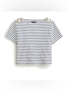 J. Crew Women's Navy Stripe Button-Shoulder Tee size XS. New without tag